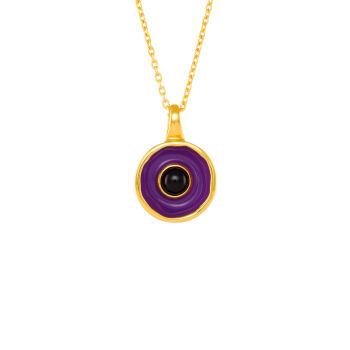 Kette aus Messing, vergoldet, Emaille, schwarzer Onyx